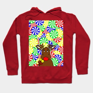 CHRISTMAS Candy Red Nose Reindeer Xmas Hoodie